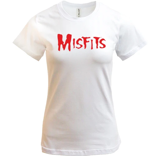 Женская футболка, Белый, с надписью Misfits
