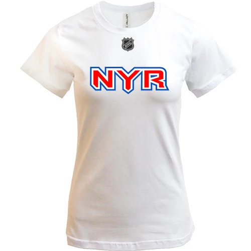 Женская футболка, Белый, New York Rangers с крупными буквами NYR