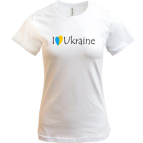 Жіноча футболка з написом «I love Ukraine»