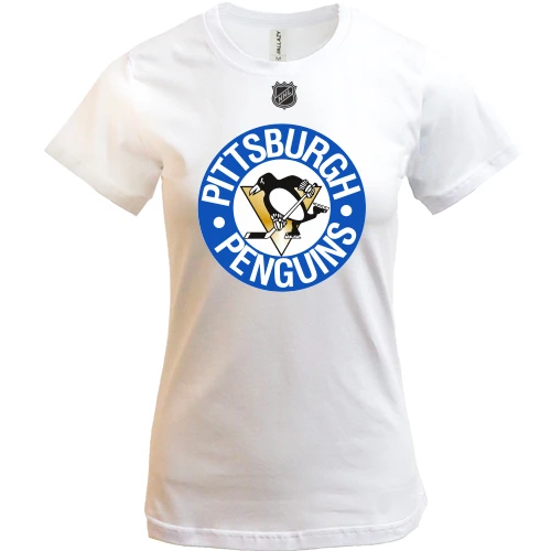 Жіноча футболка, синій, Pittsburgh Penguins з емблемою в синьому колі