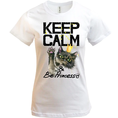 Жіноча футболка з кошеням Keep calm and be princess