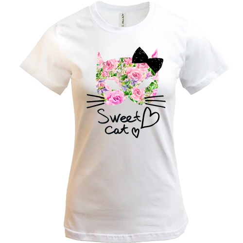 Жіноча футболка Sweet cat (з квітів)