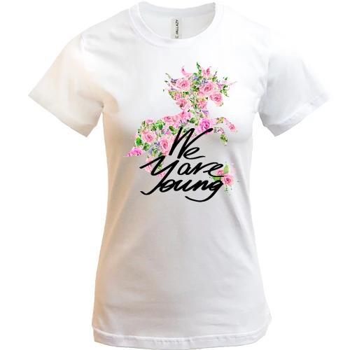 Женская футболка с цветочной лошадью We are young