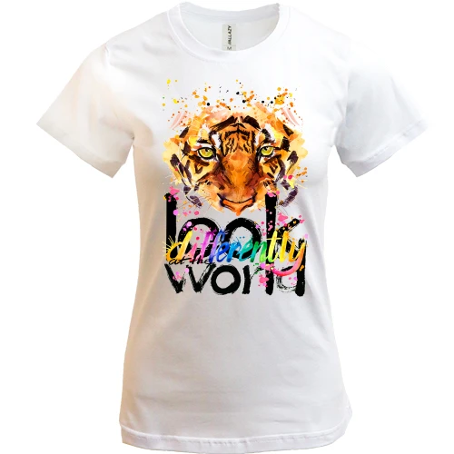 Жіноча футболка Look at the world differently з тигром