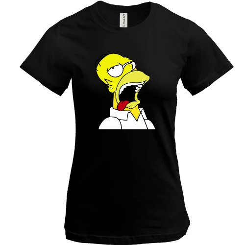 Женская футболка, Черный, Gomer Simpson (2)