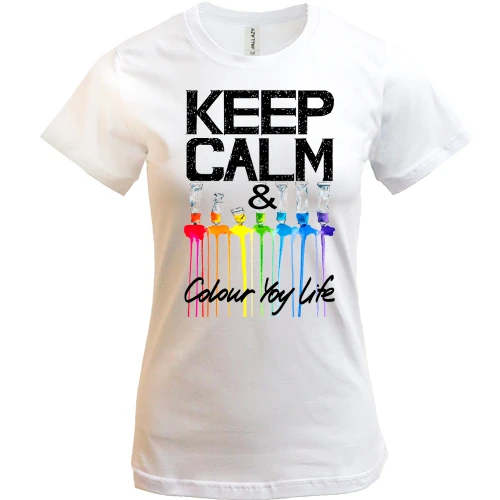 Жіноча футболка, Білий, Keep calm and colour your life (2)