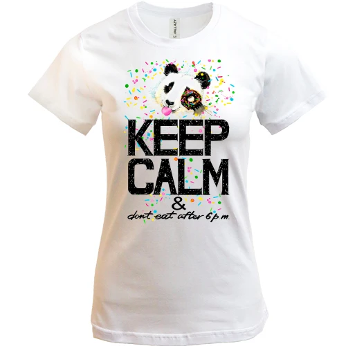 Женская футболка Keep calm and don't eat after 6 pm с пандой