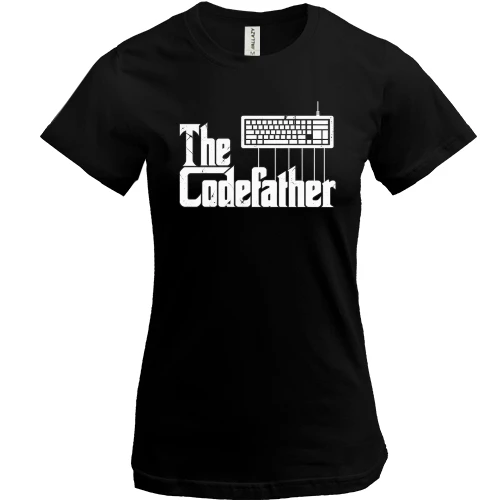 Женская футболка с надписью «The Codefather»