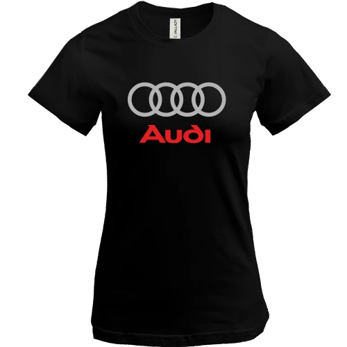 Женская футболка, черный, с логотипом Audi