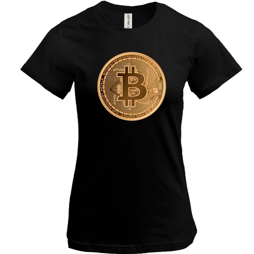 Женская футболка, Черный, Биткоин (Bitcoin)