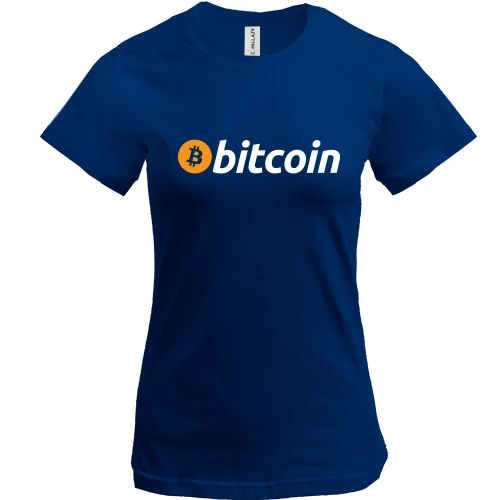 Женская футболка, синий, Bitcoin