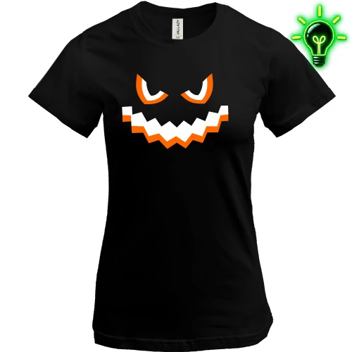 Женская футболка, Черный, "Evil Pumpkin Face"