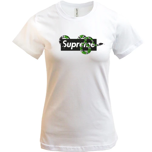 Жіноча футболка, Білий, "Supreme" зі змією