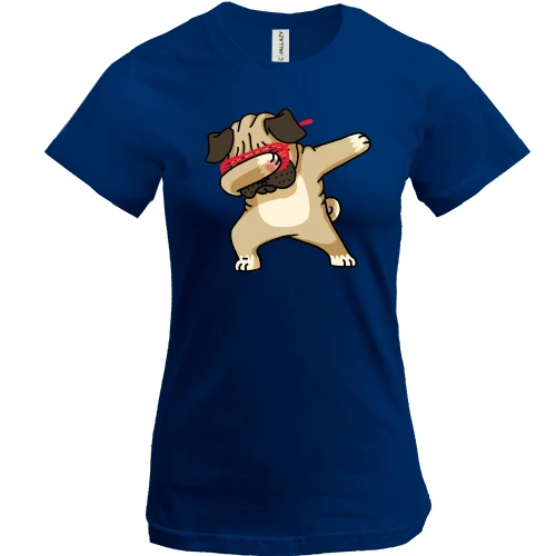 Женская футболка, Синий, Dabbing Dog