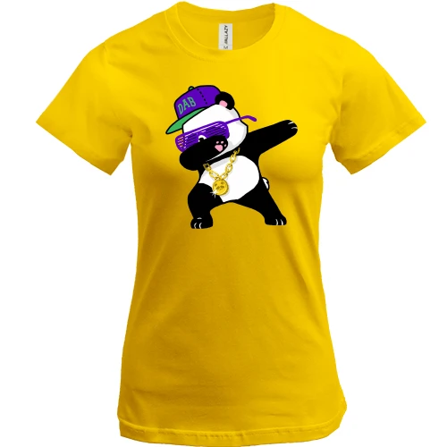 Женская футболка, Желтый, Dabbing Gangsta Panda