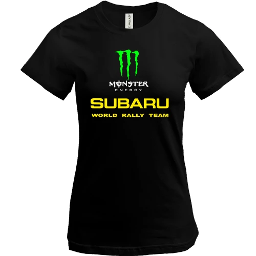 Женская футболка, черный, Subaru monster energy