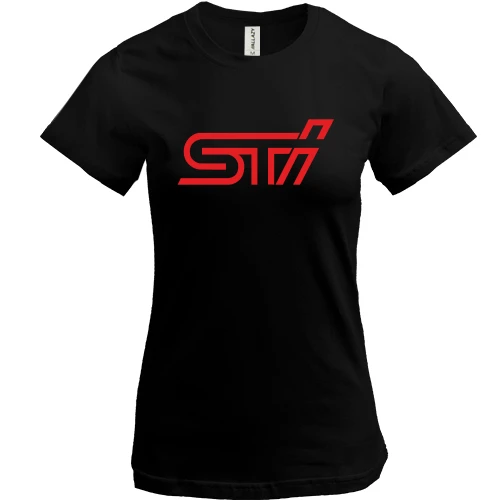 Женская футболка, черный, Subaru STI