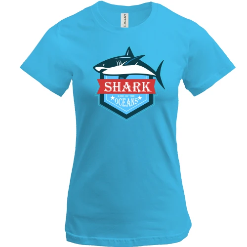 Женская футболка, Белый, Shark king of the oceans