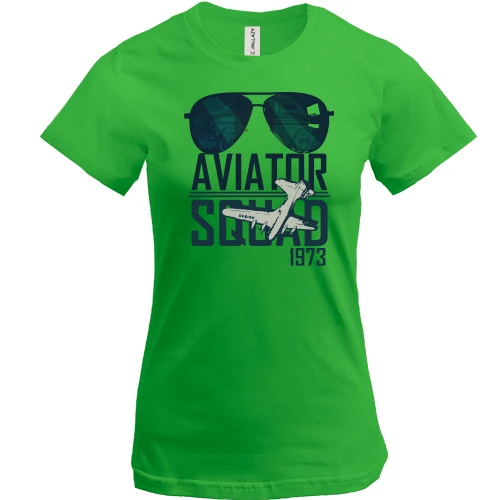 Жіноча футболка, Зелений, Aviator Squad 1973