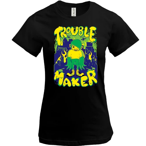 Жіноча футболка, Чорний, Trouble Maker з монстром