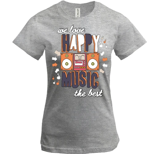 Жіноча футболка, Сірий меланж, We love happy music the best