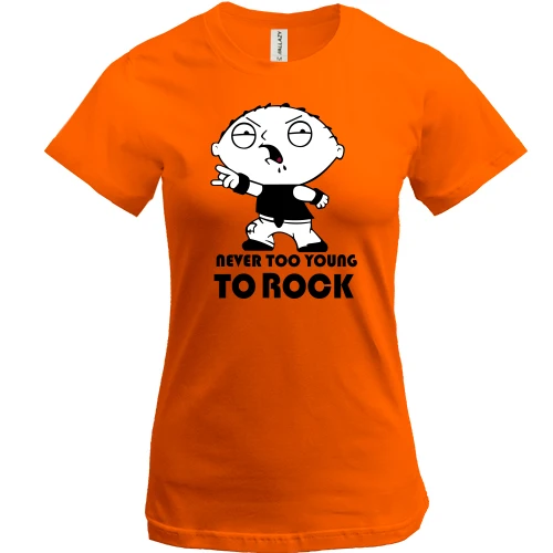 Женская футболка, Красный, Never too young to rock