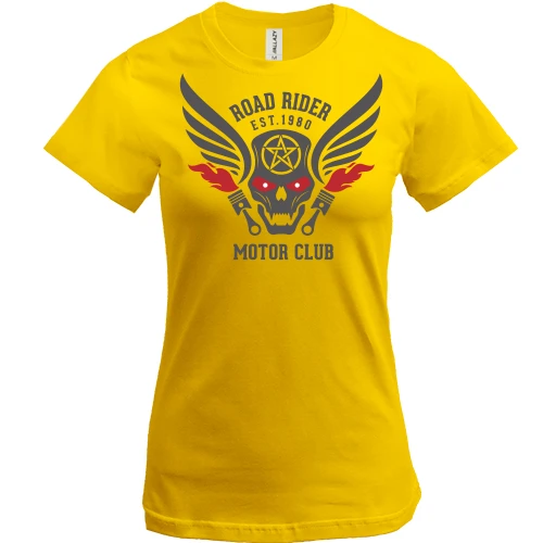 Женская футболка, Желтый, road rider motor club