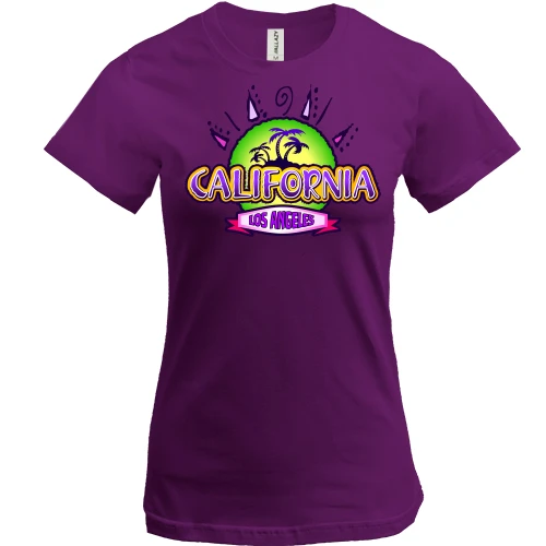 Женская футболка, Фиолетовый, California Los Angeles
