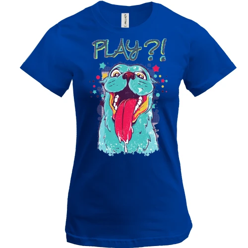 Жіноча футболка, Синій, play?!