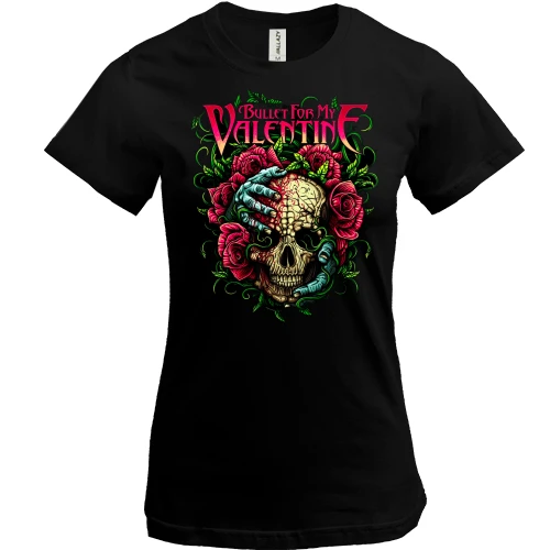 Женская футболка, Черный, Bullet For My Valentine (с черепом)