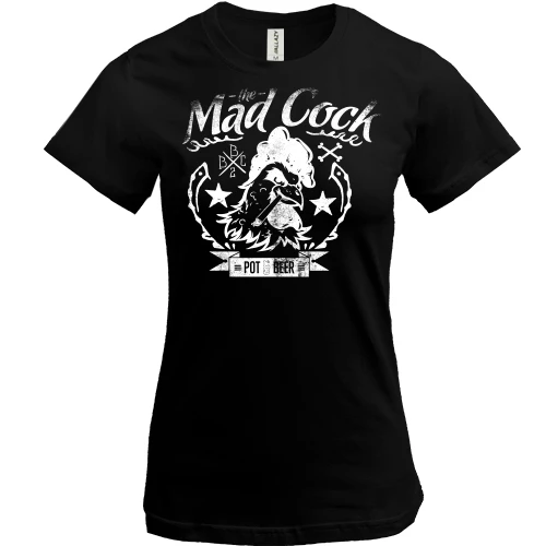 Женская футболка, Черный, mad cock