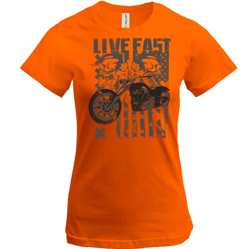 Женская футболка, Оранжевый, live fast