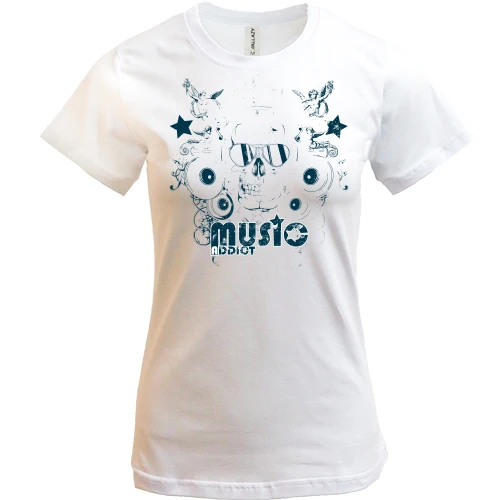 Женская футболка, Белый, music addict