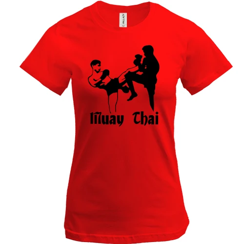 Женская футболка, Красный, Muay Thai с силуэтами бойцов