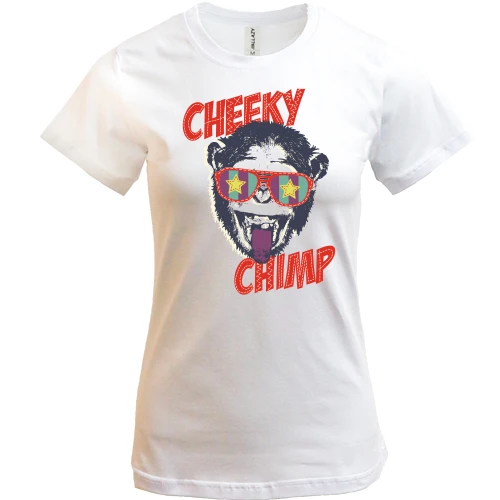 Жіноча футболка, Білий, cheeky chimp monkey