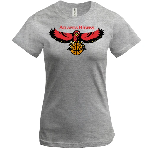 Женская футболка, Серый меланж, atlanta hawks
