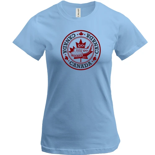 Жіноча футболка, Синій, canada hockey go go go