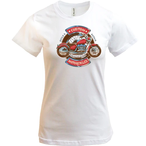 Женская футболка, Белый, american motorcycles custom