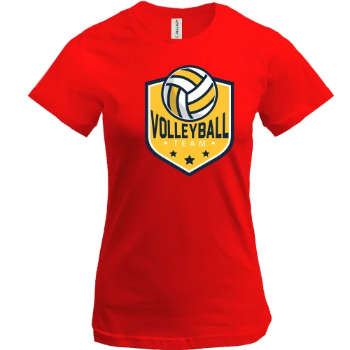 Женская футболка, Красный, volleyball team logo