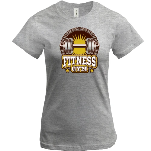 Жіноча футболка, Сірий меланж, fitness gym