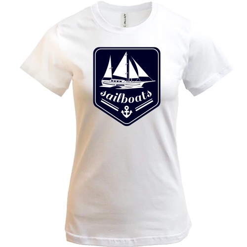 Женская футболка, Синий, sailboats