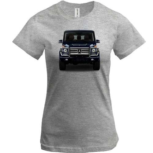 Женская футболка, Серый меланж, Mercedes G Class (Гелик)