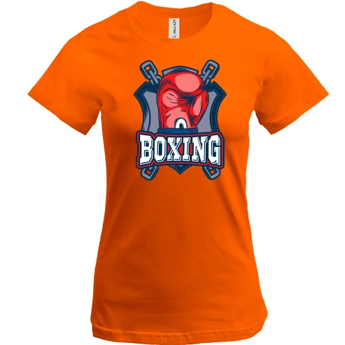 Женская футболка, Оранжевый, boxing 2