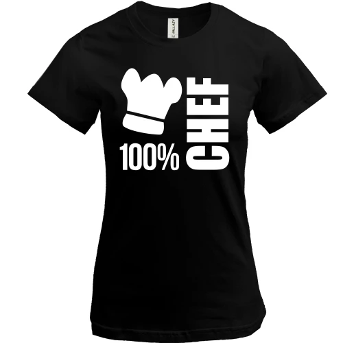 Жіноча футболка, Чорний, для Шеф кухаря "100% chef"