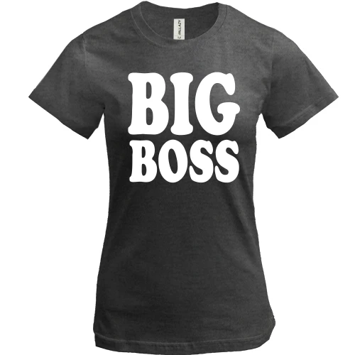 Жіноча футболка із написом «Big boss» та контурним малюнком кепки