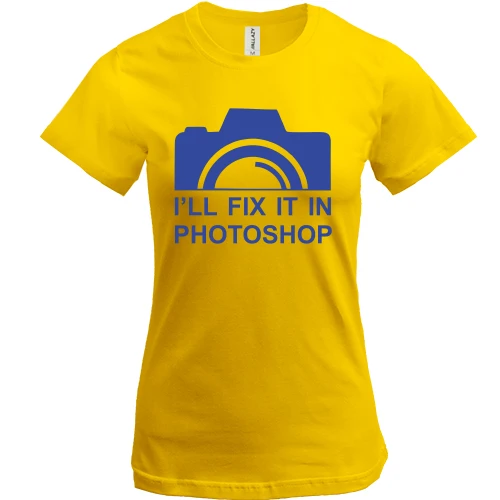 Жіноча футболка, Жовтий, з фотокамерою "i`ll fix it in photoshop"