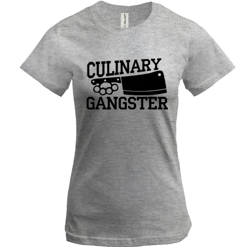 Жіноча футболка, Сірий меланж, для шеф-кухаря "culinary gangster"