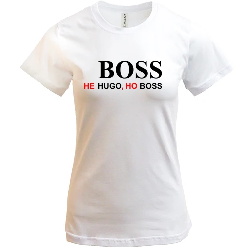 Женская футболка, Белый, для шефа "не hugo, но boss"
