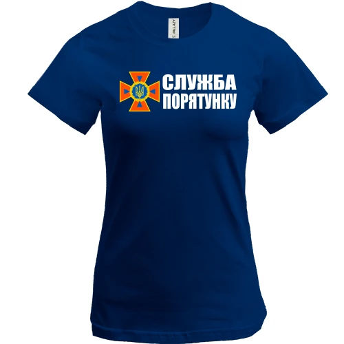 Женская футболка, Синий, Служба спасения Украины