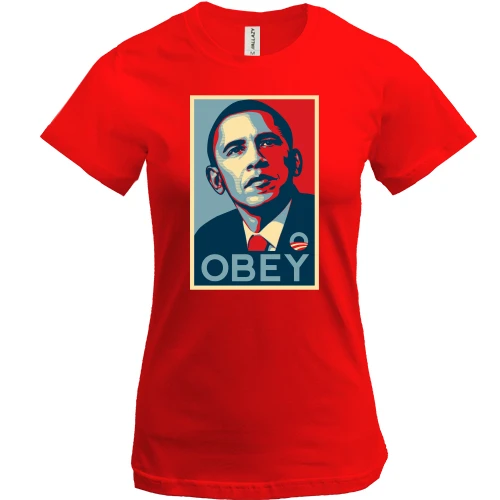 Женская футболка, красный, Obey Obama